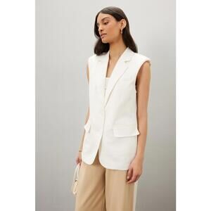 Endless Rose White Linen Blend Oversized Vest Blazer Size S